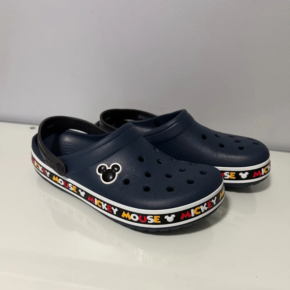 CROCS Navy Mickey Mouse Clogs Men 10/ Women 12 - Picture 3 of 8